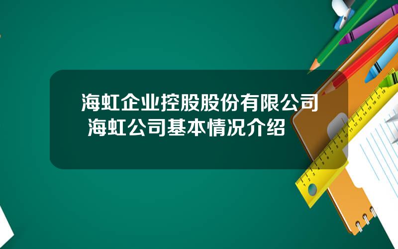 海虹企业控股股份有限公司 海虹公司基本情况介绍